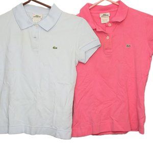 Bundle of 2 Lacoste Girls School Uniform Polo Shirt Size 36 approx Med Size 12